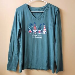 Life is Good Holiday Longsleeve V-neck Women's Size Medium